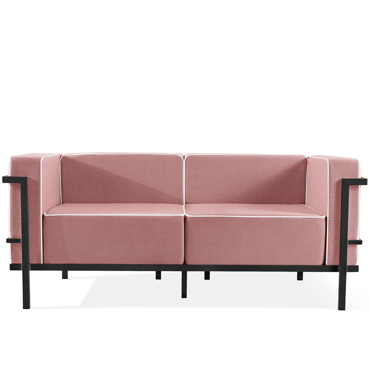 GARTENLOUNGE-SET TRIGLO 4-tlg., 1x Tisch, 2x Sessel, 1x Sofa 2-Sitzer, Modern, Dunkelgrau - Dunkelgrau/Rot, Glas/Textil - KONSIMO®