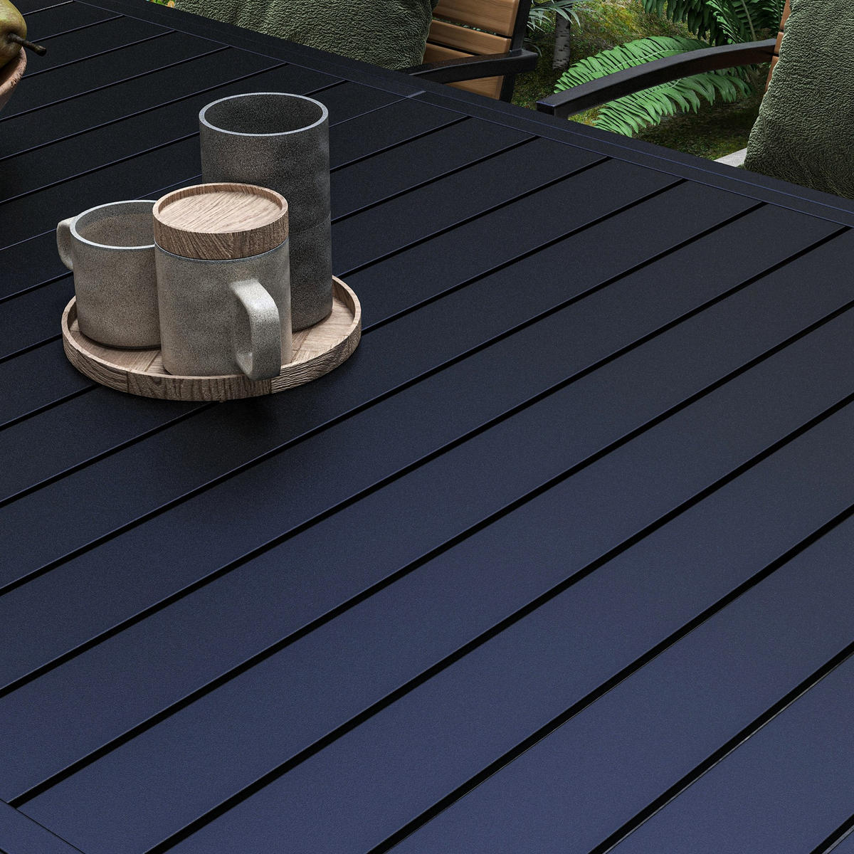 GARTENTISCH DE-14096 Aluminium, 180/240 cm Schwarz - Schwarz, Metall (240/94/73cm) - ComfortXL