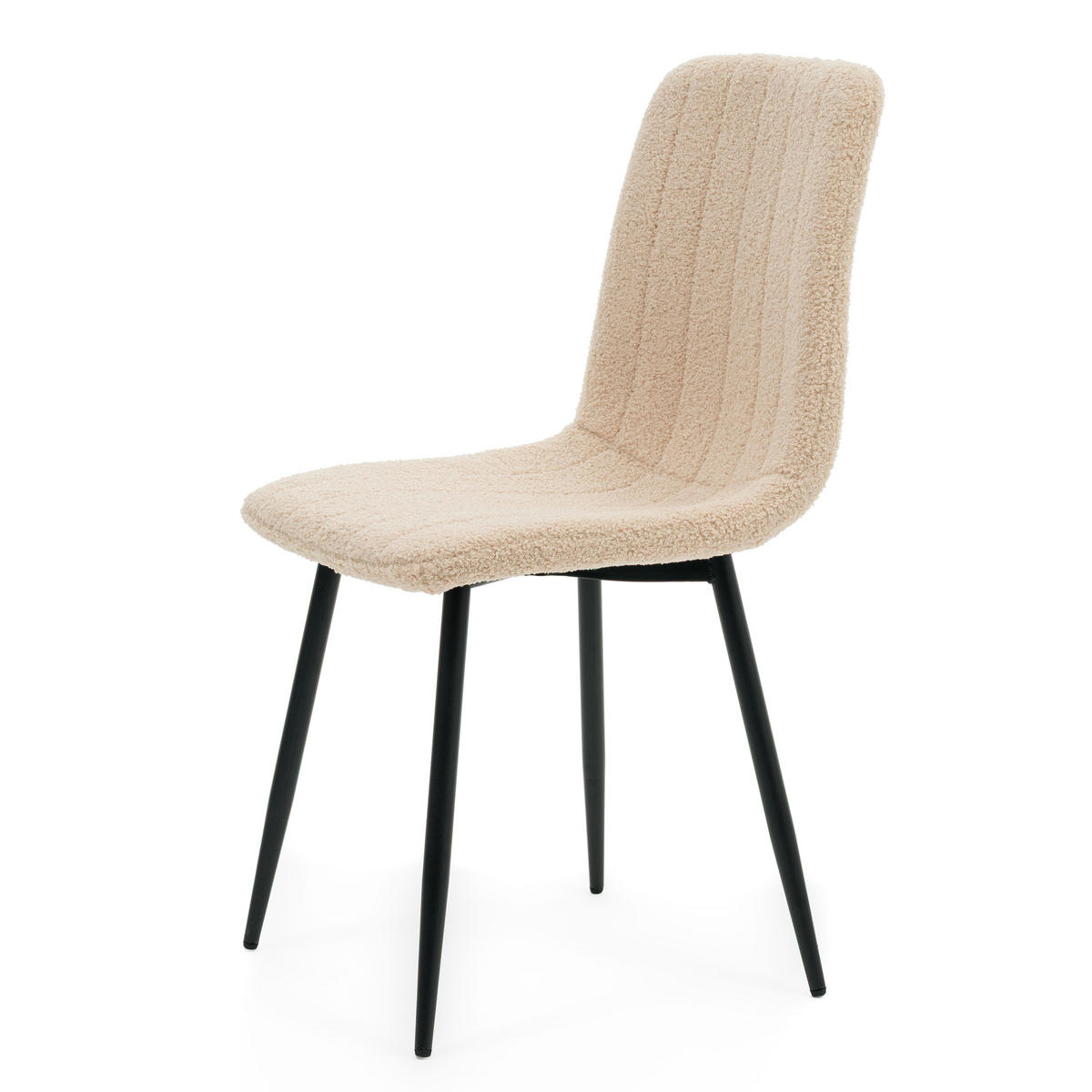 STUHL GELA gepolstert mit Steppung - dunkelbeige - Boucle TEDDY - Beige/Schwarz, Textil/Metall (45/89/53cm) - NEW HOME