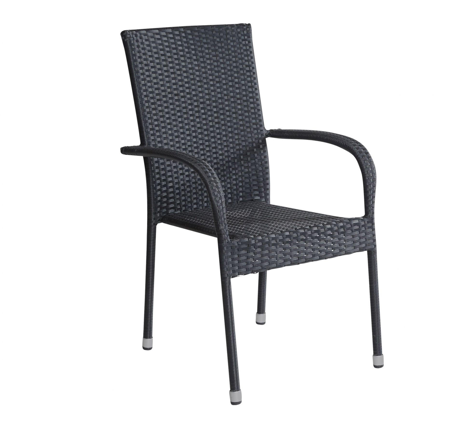GARTENSTUHL Oslo, Polyrattan, schwarz - Schwarz, Kunststoff/Metall (56/94/64cm) - dasmöbelwerk