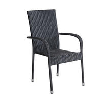 GARTENSTUHL Oslo, Polyrattan, schwarz - Schwarz, Kunststoff/Metall (56/94/64cm) - dasmöbelwerk