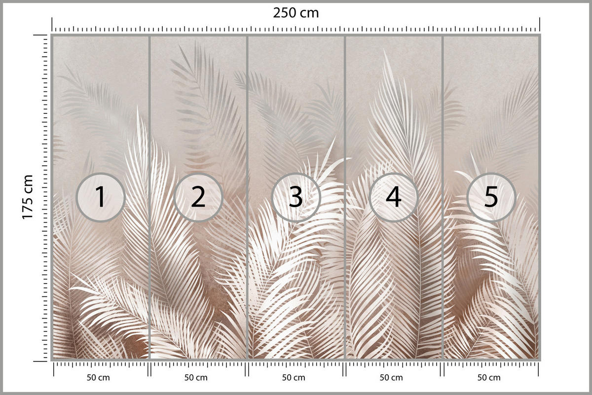 FOTOTAPETE Palmenblätter tropische Pflanzen 250x175cm - Beige/Braun, Papier (250/175cm) - Muralo