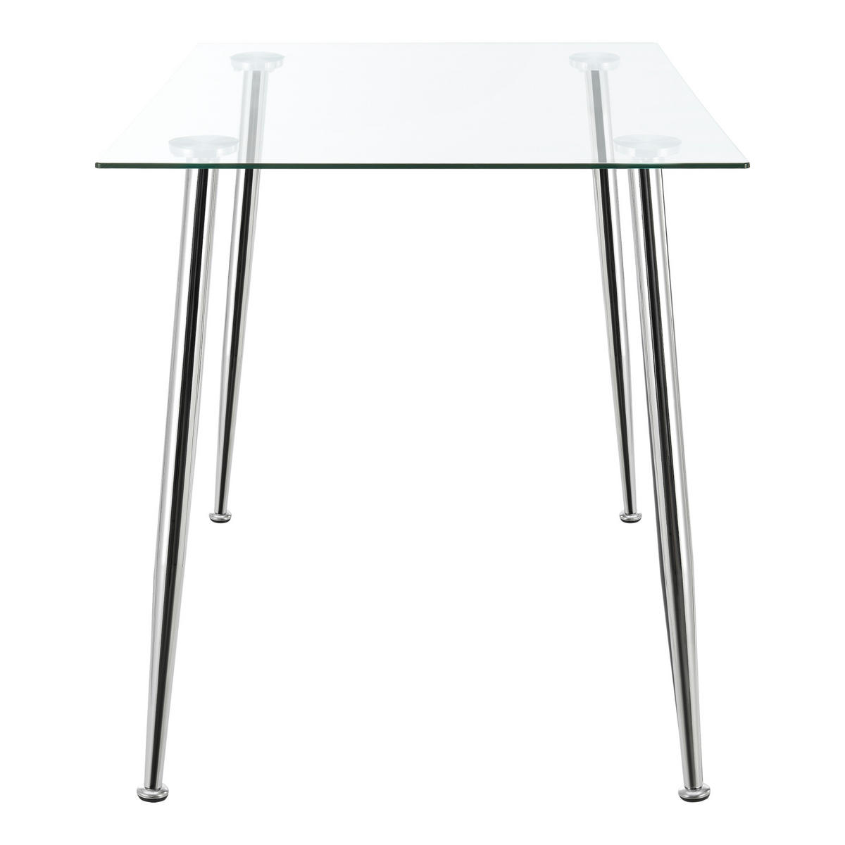 ESSTISCH Hyrynsalmi - Chromfarben/Transparent, Glas/Metall (70/110/75cm) - [en.casa]