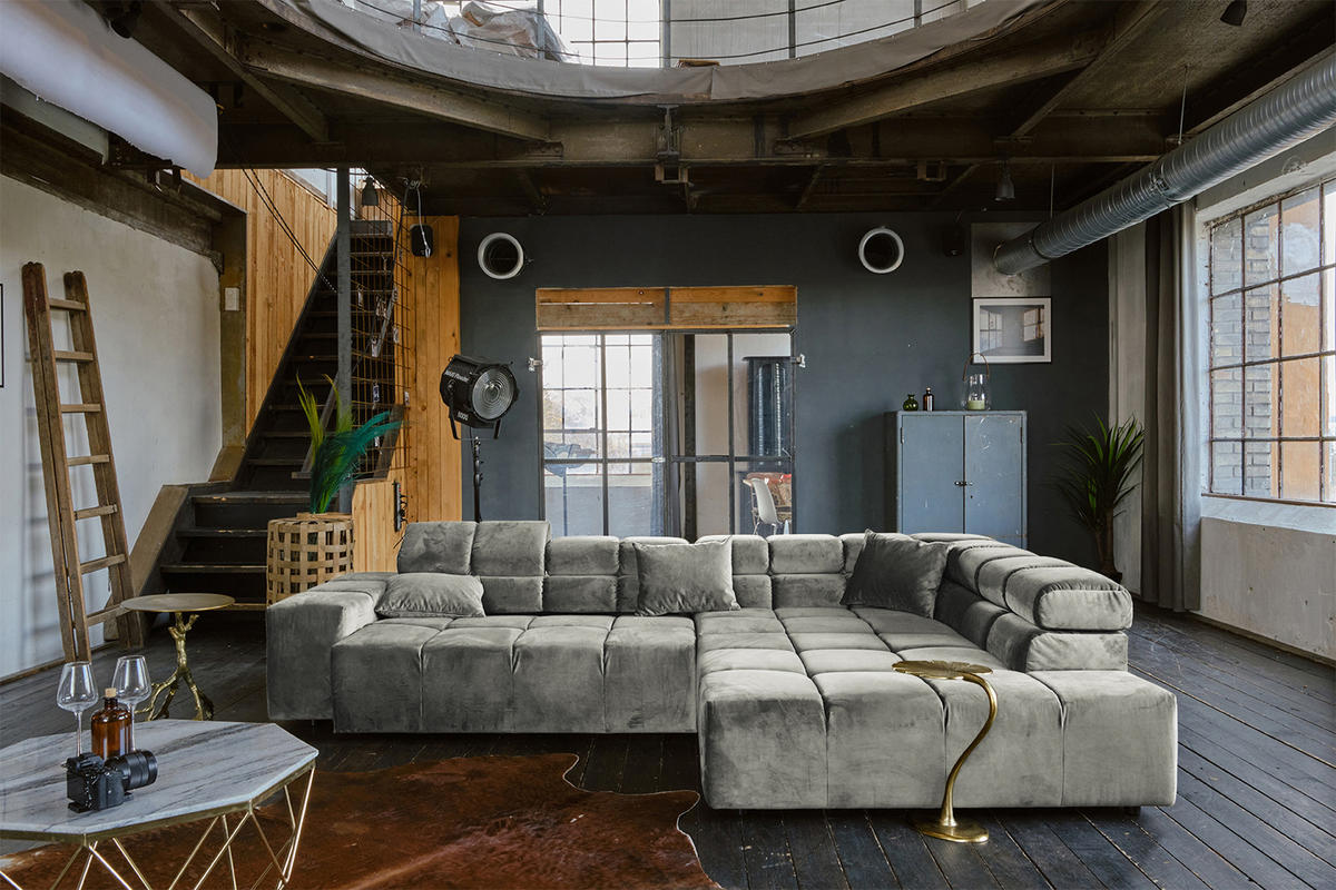 ECKSOFA MIT MOTORISCHEM SITZVORZUG NEVADA Silber Velvet - Silberfarben/Schwarz, Textil (319/215cm) - KAWOLA
