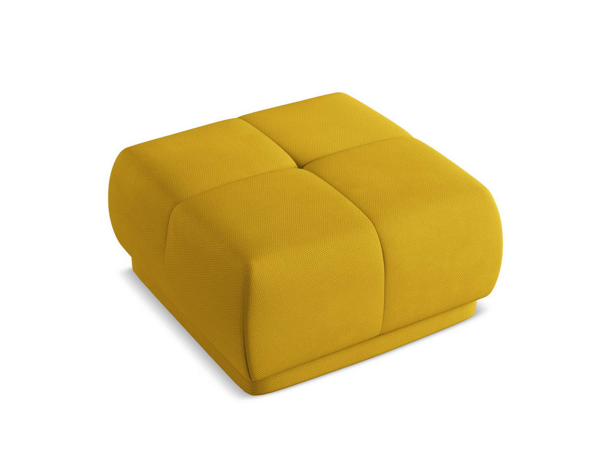 POUF Chenille Stoff Gelb - Currygelb/Gelb, Kunststoff/Textil (60/35/60cm) - Makamii