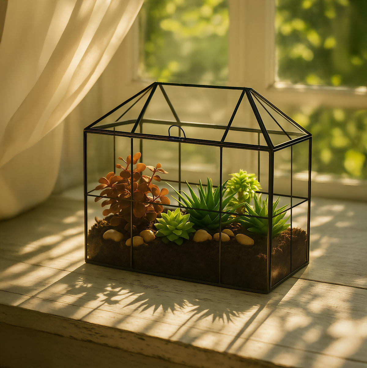 PFLANZENTERRARIUM - Schwarz, Glas/Metall (30/27/15cm) - Relaxdays