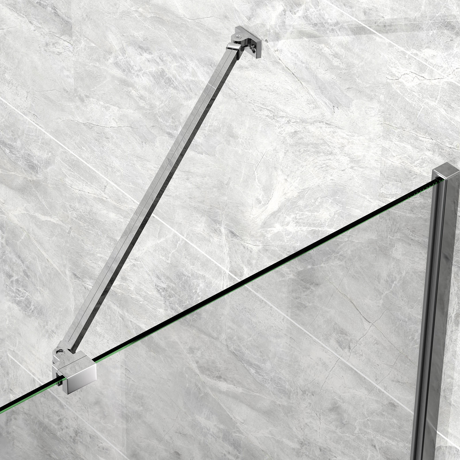 STABILISIERUNGSSTANGE 50 cm für Duschwand aus Aluminium 6–8 mm mit 180°-Gelenk - Chromfarben, Metall (4.2/50cm) - S'AFIELINA