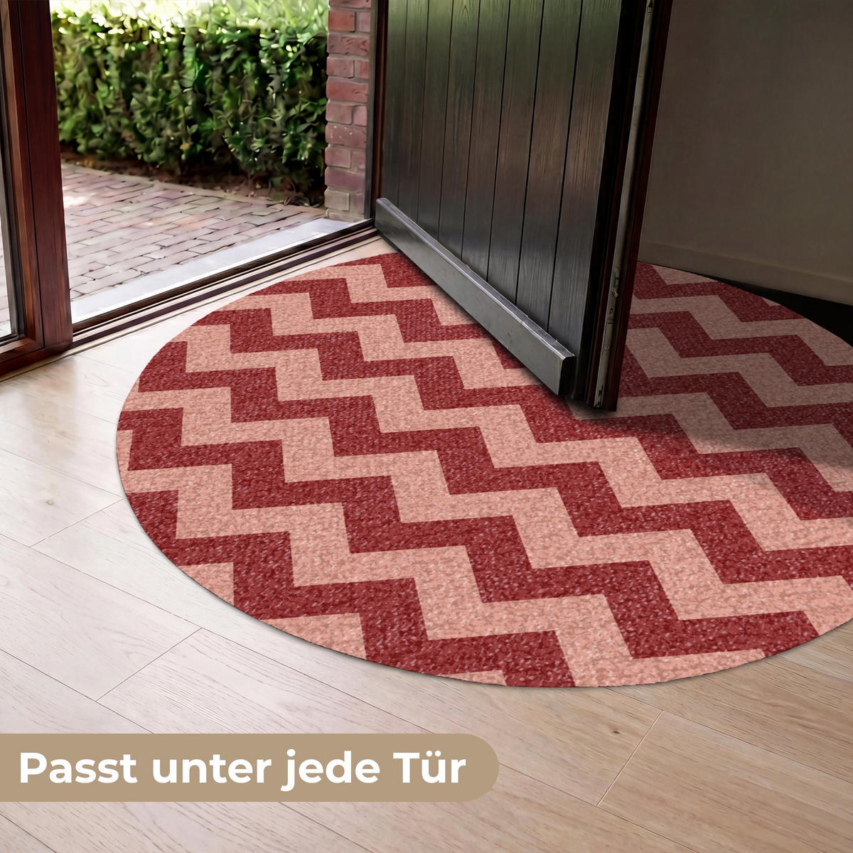 FUSSMATTE Zickzack - Streifen - Muster - Rot Schmutzfänger 120x120 cm - Bordeaux, Kunststoff (120/120cm) - MuchoWow