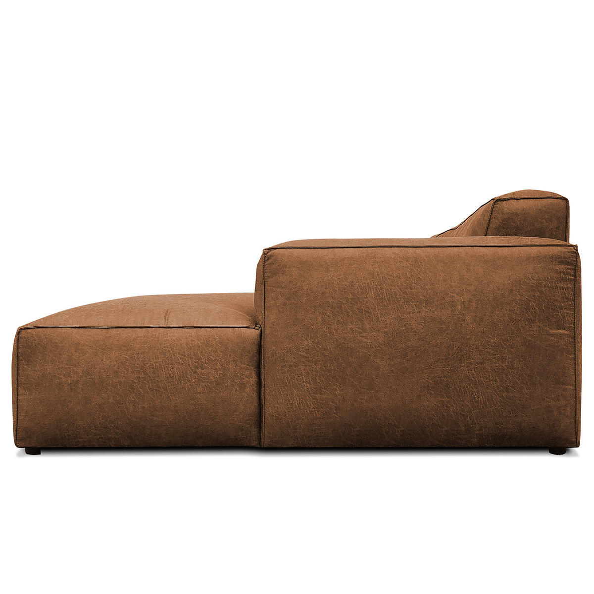 ECKSOFA mit Longchair - Cognac/Schwarz, Kunststoff (345/170cm) - home24