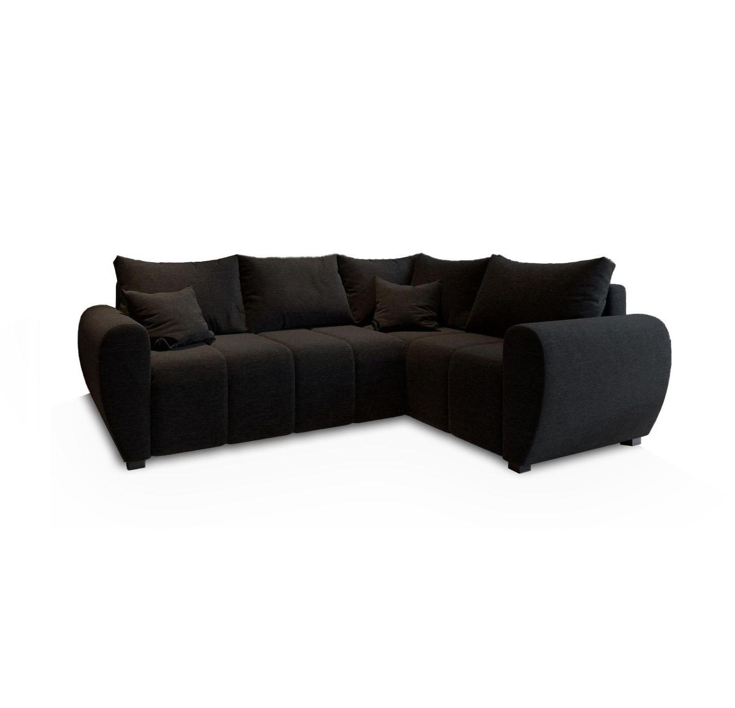ECKSOFA MADISON L R-S Schwarz Dünner Stoff mit Schlaffunktion - Schwarz, Holz (235/175cm) - MASSENO