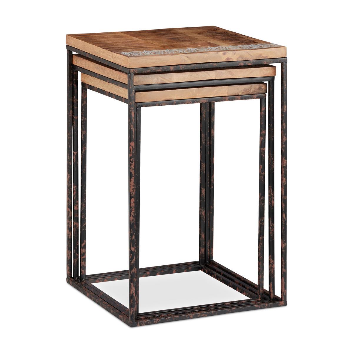 3xBEISTELLTISCH - Multicolor, Holz/Metall (35.5/35.5/55.5cm) - Relaxdays