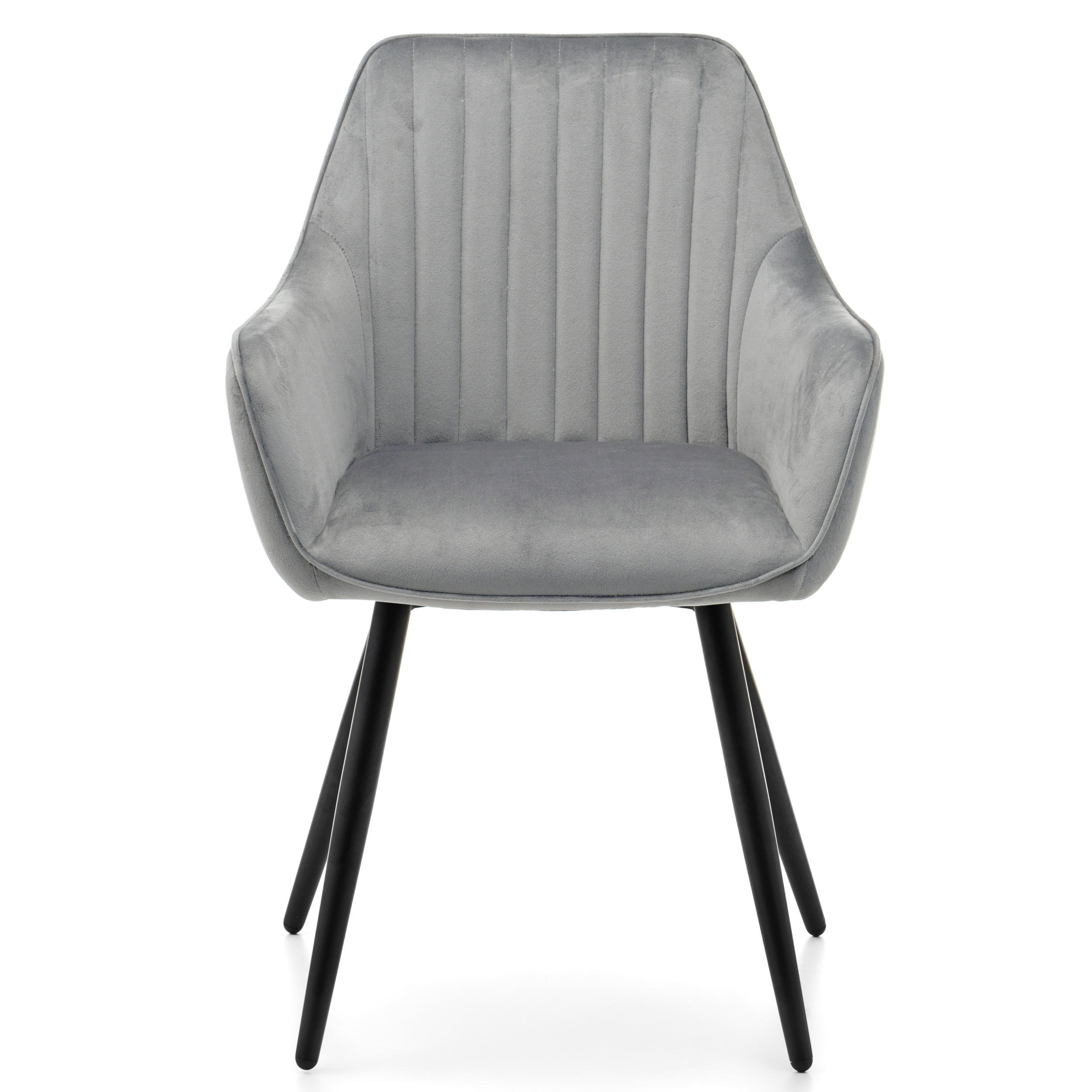 STUHL PASSO gepolstert mit Steppung - hellgrau - Samt Velours - Hellgrau/Schwarz, Textil/Metall (58/87/60cm) - NEW HOME