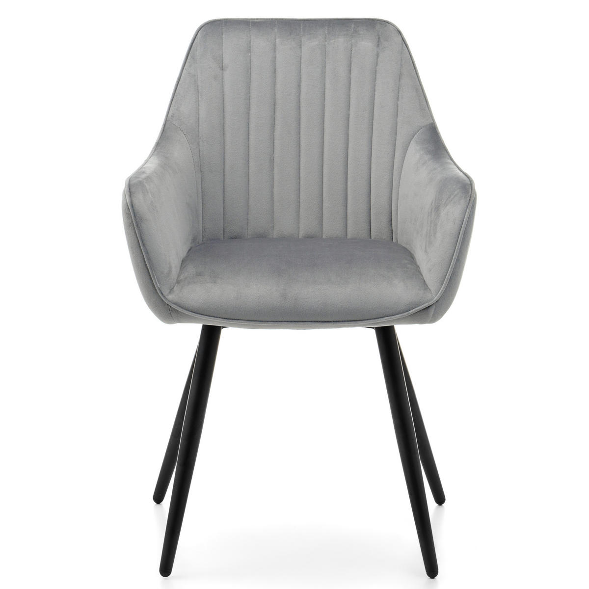 STUHL PASSO gepolstert mit Steppung - hellgrau - Samt Velours - Hellgrau/Schwarz, Textil/Metall (58/87/60cm) - NEW HOME