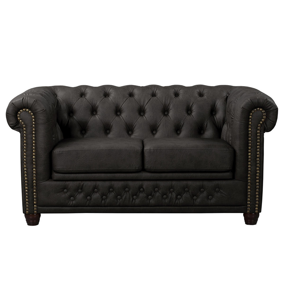 2-SITZER SOFA - Buchefarben/Schwarz, Kunststoff/Buchenholz (148/72/86cm) - home24