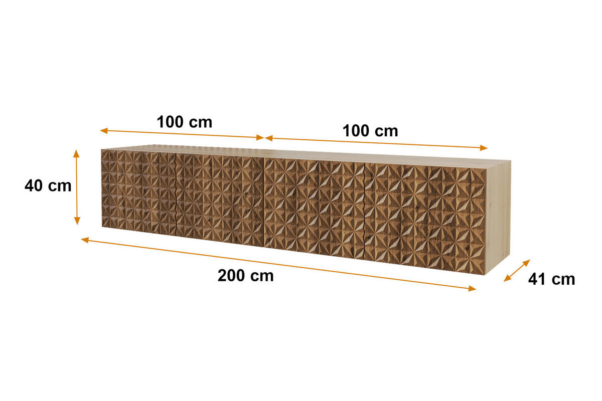 LOWBOARD VIRA-W 2x100x40x41 cm - Artisan / Katania - Eiche Wotan, Holzwerkstoff (200/40/41cm) - ALTDECOR