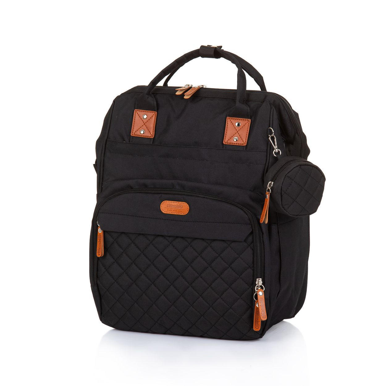 WICKELTASCHE CHRAB024 schwarz Rucksack, Schnullertasche, Thermo-Innentaschen, Kinderwagenbefestigung - Schwarz, Textil (35/44/20cm) - Chipolino