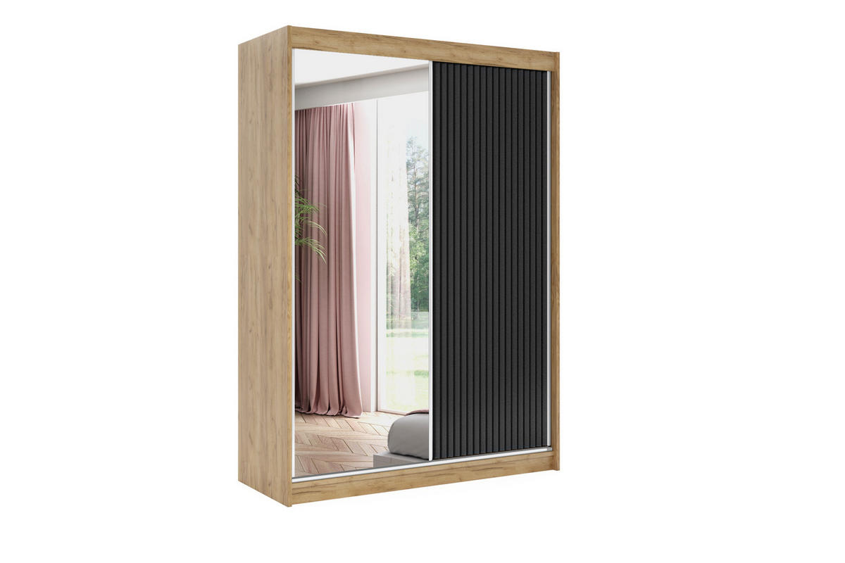 KLEIDERSCHRANK RYFLO - 120 - Eichefarben|Schwarz - Eichefarben/Schwarz, Holzwerkstoff (120/215/61cm) - ALTDECOR