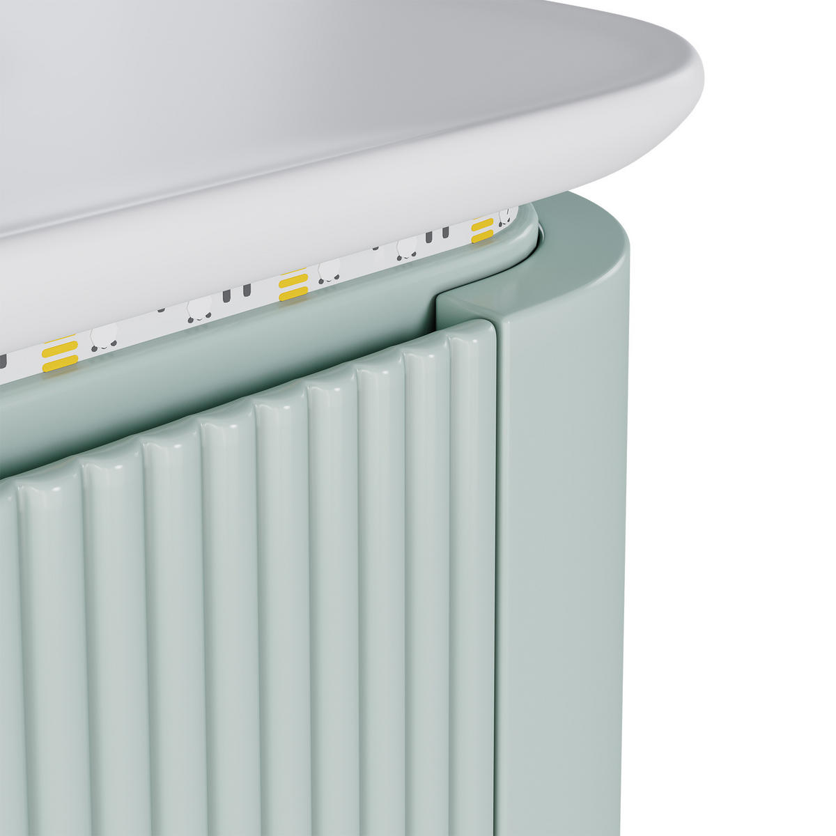 WANDMONTIERTER Waschtischunterschrank 80.5x47.5x51 cm Grün aus Holzwerkstoff & Keramik mit Schubladen - Grün, Holzwerkstoff (80.5/51/47.5cm) - Modfu