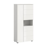 STANDSCHRANK VIRA (B/H/T: ca. 60/133/34 cm) in weiß/weiß hochglanz - Weiß, Holzwerkstoff (60/133/34cm)