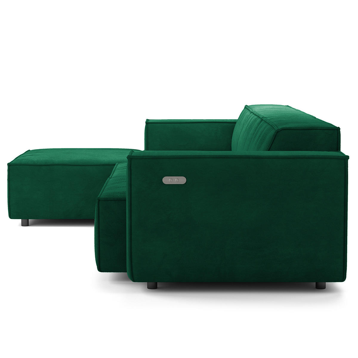 ECKSOFA mit Longchair - Dunkelgrün/Schwarz, Kunststoff/Textil (294/177cm) - home24