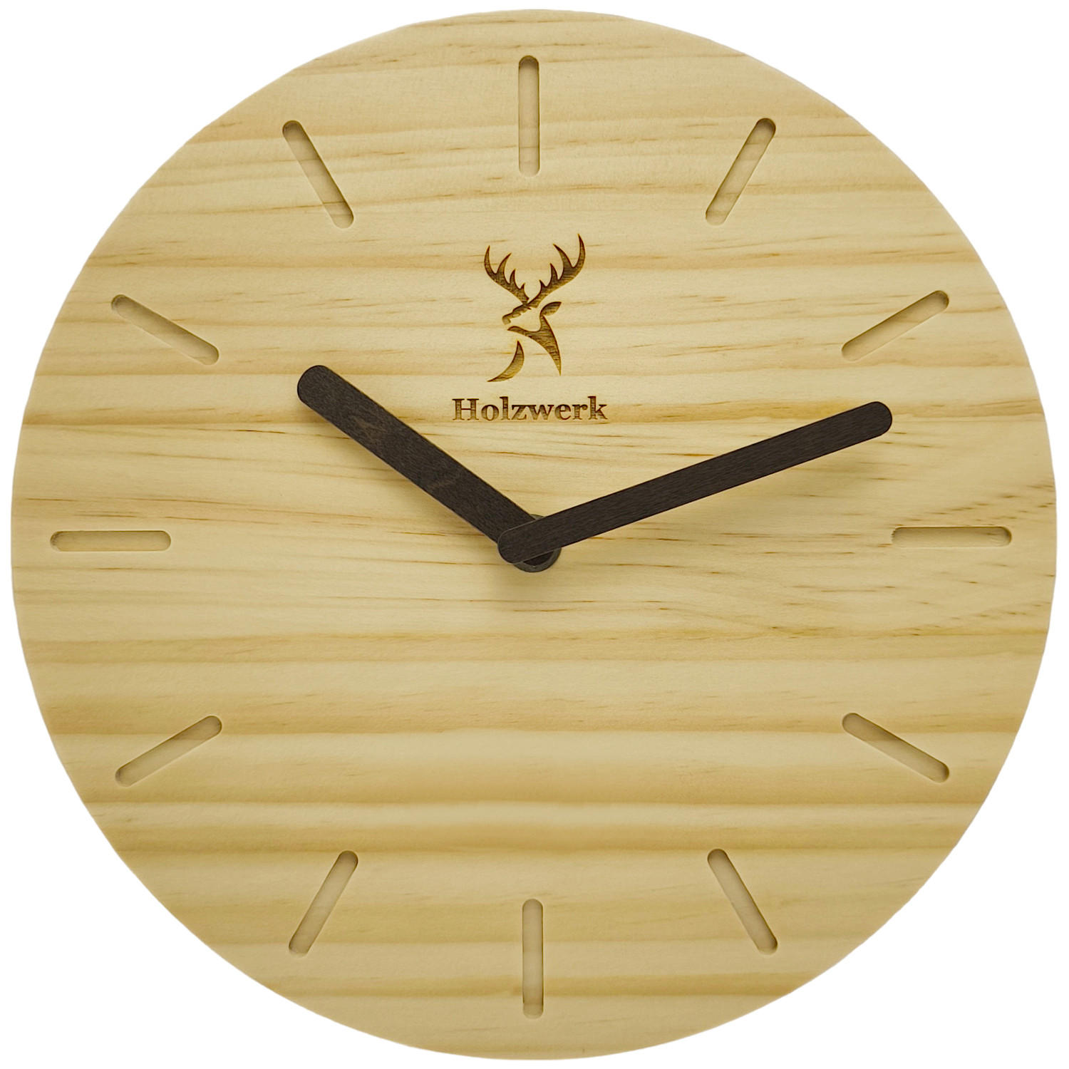 WANDUHR Holz Designer OLDENBURG Loft Wand Uhr, beige - Beige/Braun, Holz (25/25/2.2cm) - Holzwerk