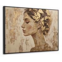LEINWAND Bilder mit Rahmen - Frau - Gold - Abstrakt - Textur - 70x50 - Goldfarben, Textil (70/50cm) - MuchoWow
