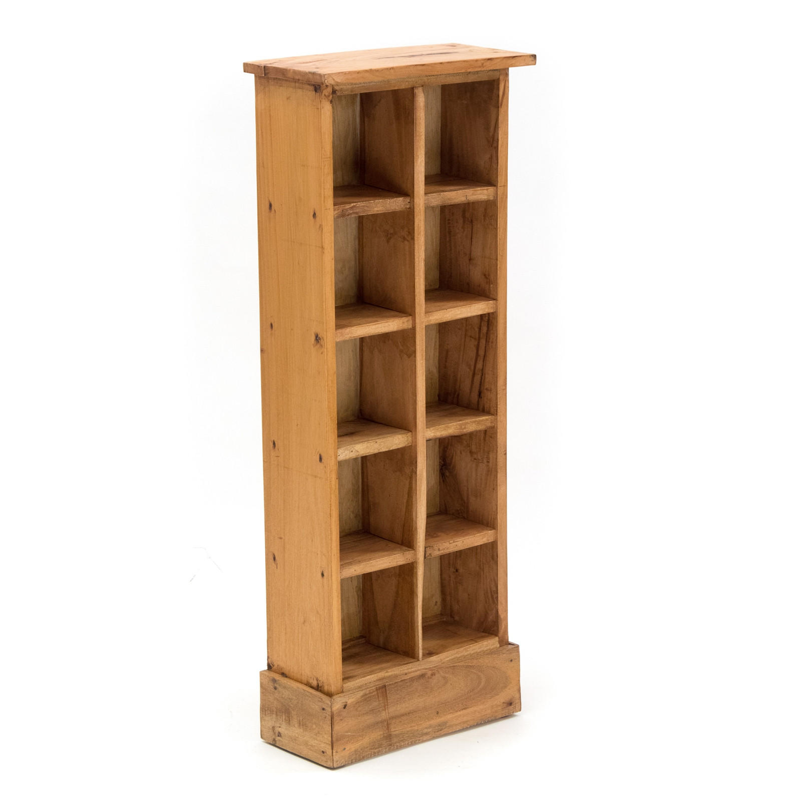 CD & BÜCHERREGAL NATURE Recyclingholz massiv, mit 10 Fächern 08 honigfarben gewachst - Honig, Holz (36/94/17cm) - DESIGN DELIGHTS