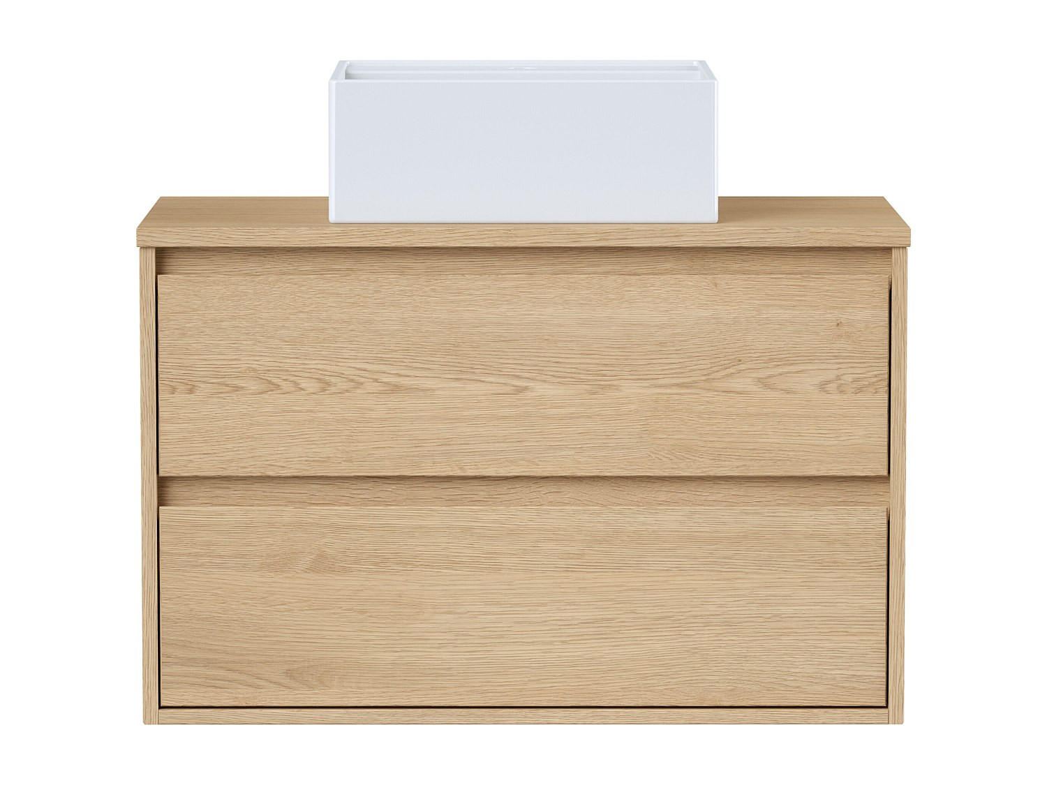 EINZELWASCHTISCH - 80 cm x 45 cm - holz - naturfarben hell Milipam - Weiß, Keramik/Holz (80/50/45cm) - Vente-Unique