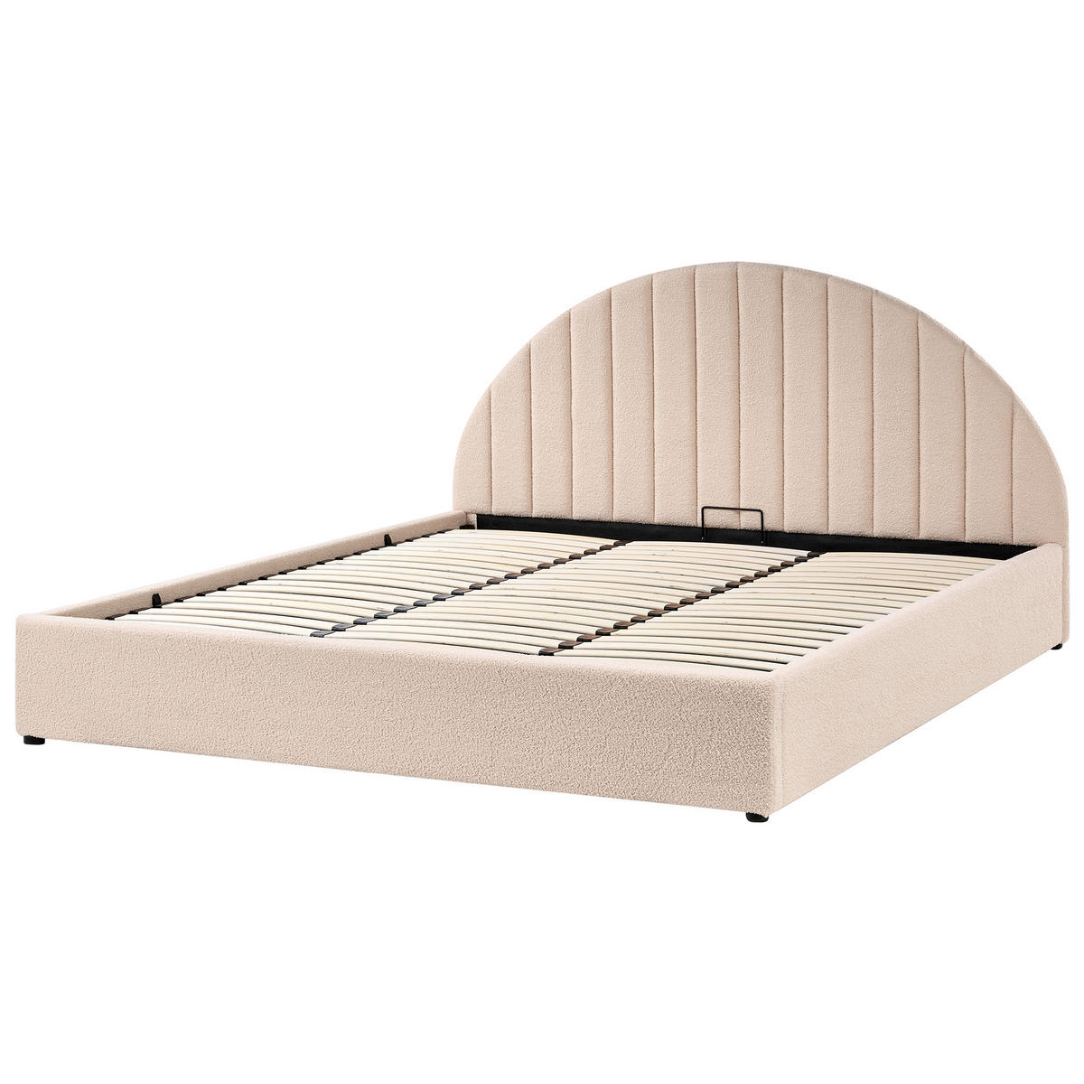 POSTELJA s prostorom za shranjevanje 180/200 bouclé svetlo bež Chadenet - bež, tekstil (180/200cm) - Beliani