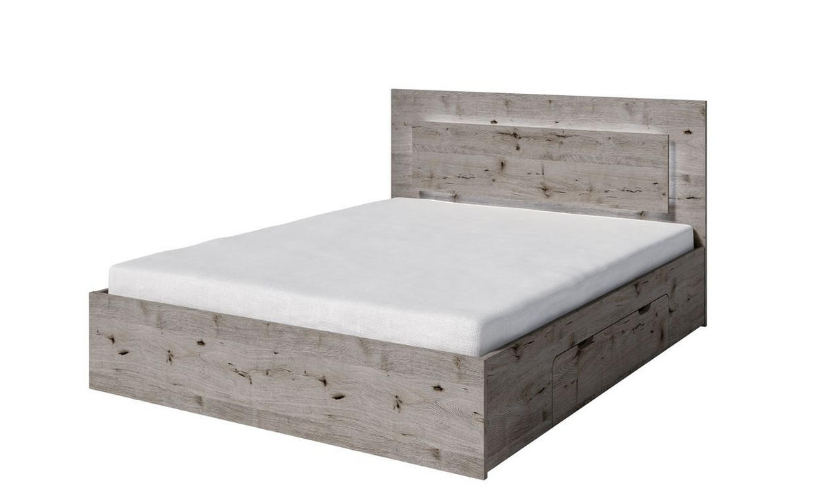 BETT TORVAN – 160×200 cm - mit lattenrost und Schubladen Wellington Eiche - Eichefarben, Holzwerkstoff (160/200cm) - Milaros Markt
