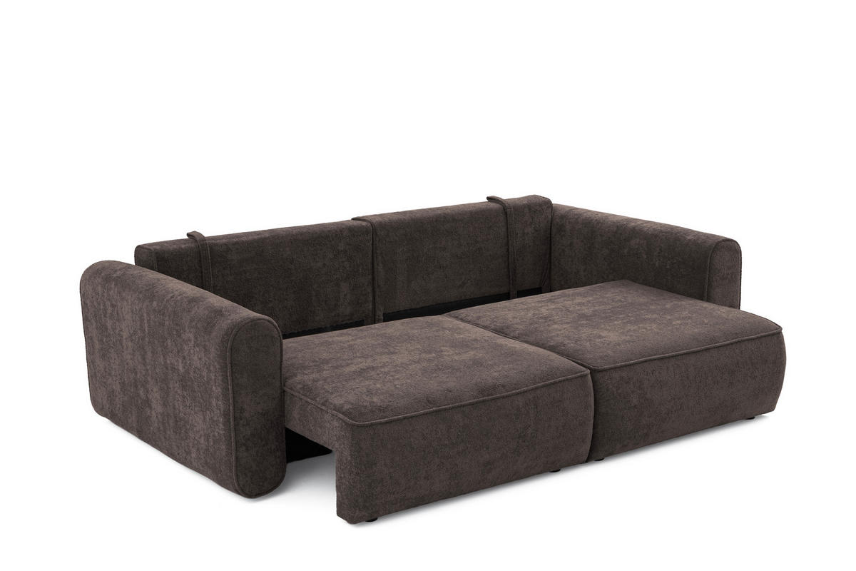 ECKSOFA Motion mit Schlaffunktion Funktional 3-sitzer Sofa - Braun, Textil (250/120cm) - Muffo