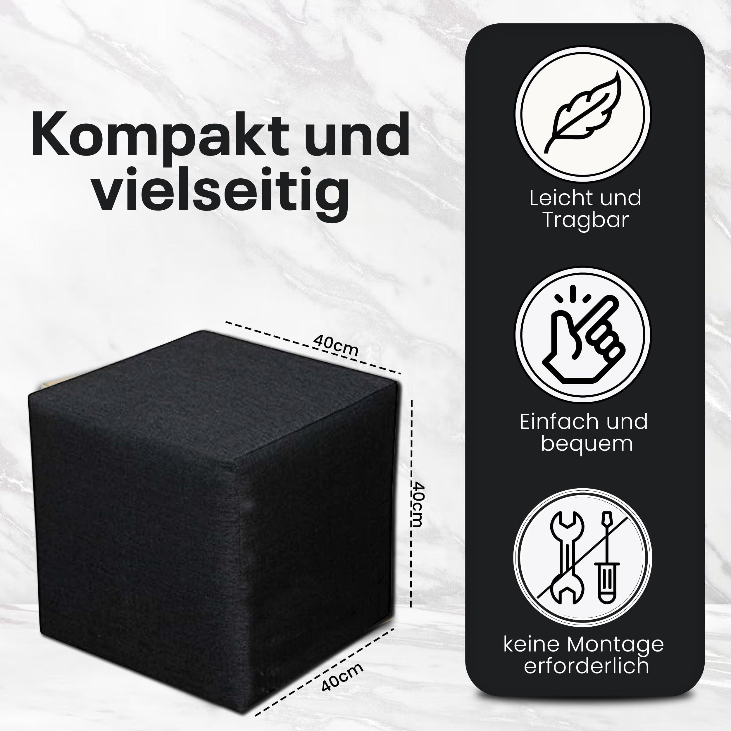 Thumbnail - Best For Home Sitzwürfel, Schwarz, Textil, Freiform, 41x41x40 cm, Wohnzimmer, Hocker, Poufs