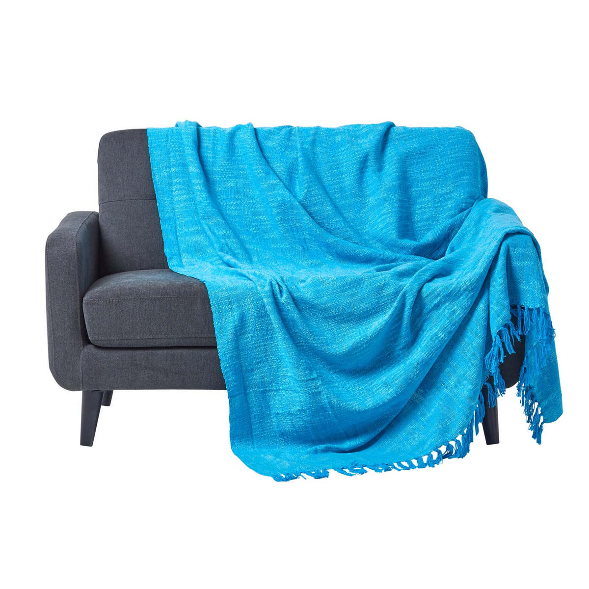 ÜBERWURF Nirvana Slub 225/255 cm, 100% Baumwolle - Petrol, Textil (225/225cm) - Homescapes