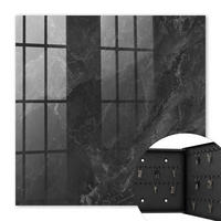 SCHLÜSSELBOX Schwarz 30x30 cm- Türöffnung nach rechts - Grauer Stein - Schwarz, Metall (30/30/5cm) - TULUP