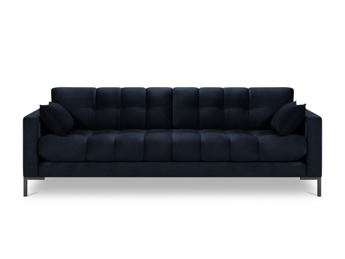 SOFA Mamaia aus Samt dunkelblau 4 Sitzplätze - Dunkelblau, Textil (92/75/217cm) - Micadoni