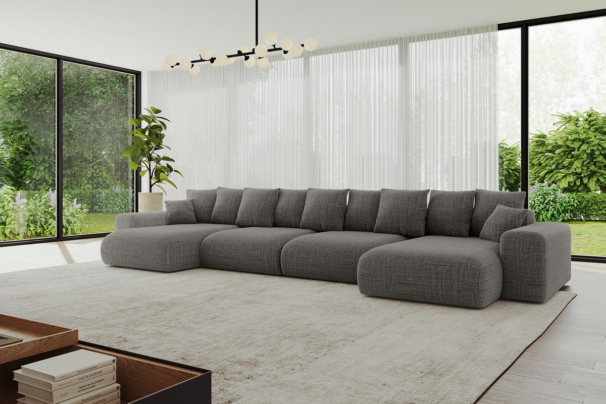 WOHNLANDSCHAFT mit Schlaffunktion ESKAR-U2-464x176x72cm Grau - Taupe/Grau, Holzwerkstoff/Kunststoff (176/72/464cm) - ALTDECOR