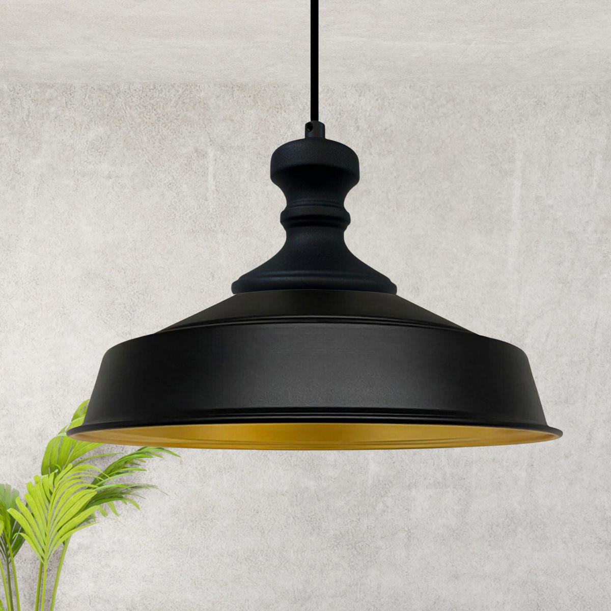PENDELLEUCHTE Asletl Schwarz-Knob 41/28 cm - Goldfarben/Schwarz, Metall (28/41/28cm) - Bamyum