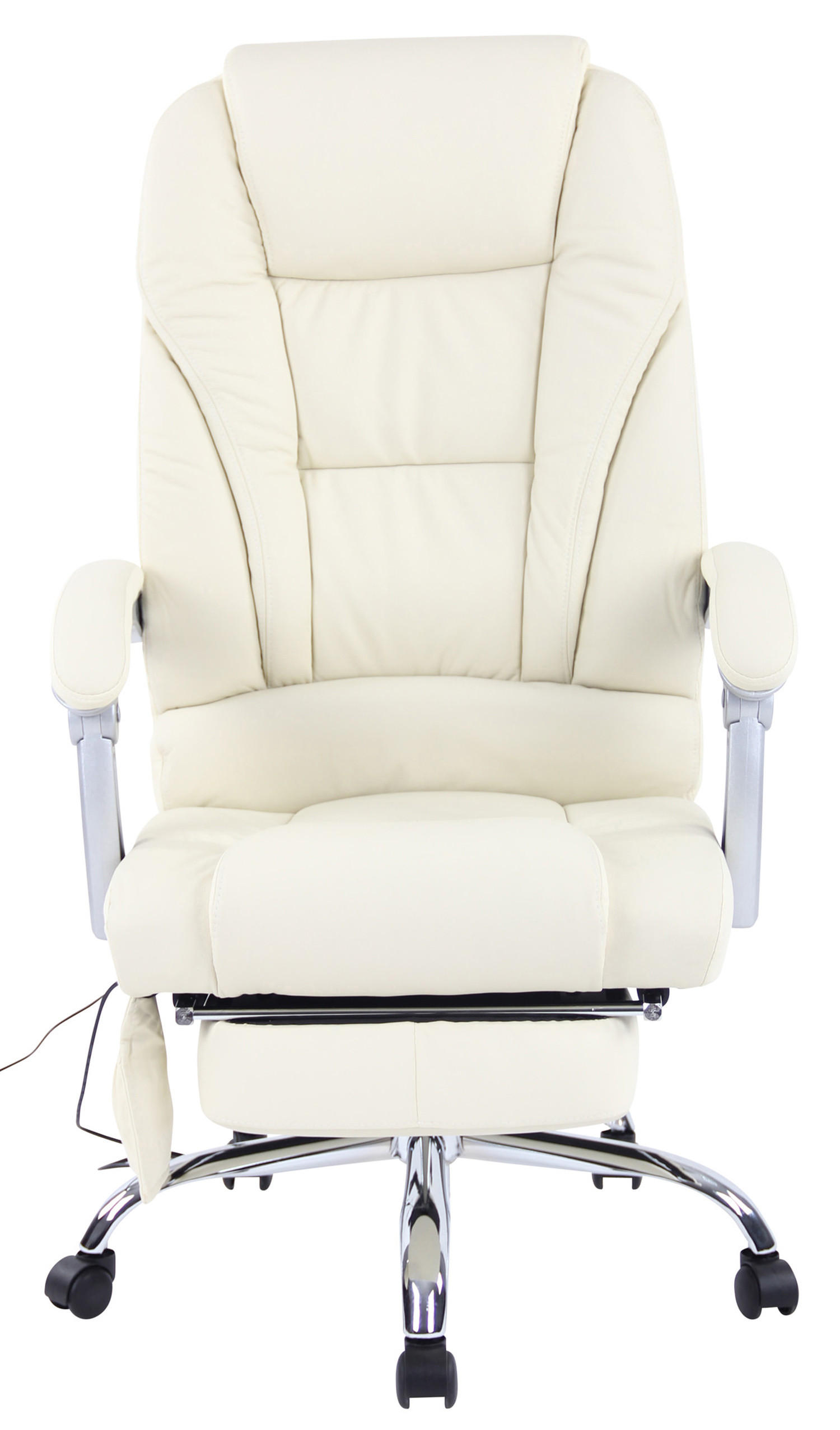 BÜROSTUHL Pacira, Echtleder mit Massagefunktion Creme - Creme, Leder/Metall (68/127/64cm) - TPFLiving