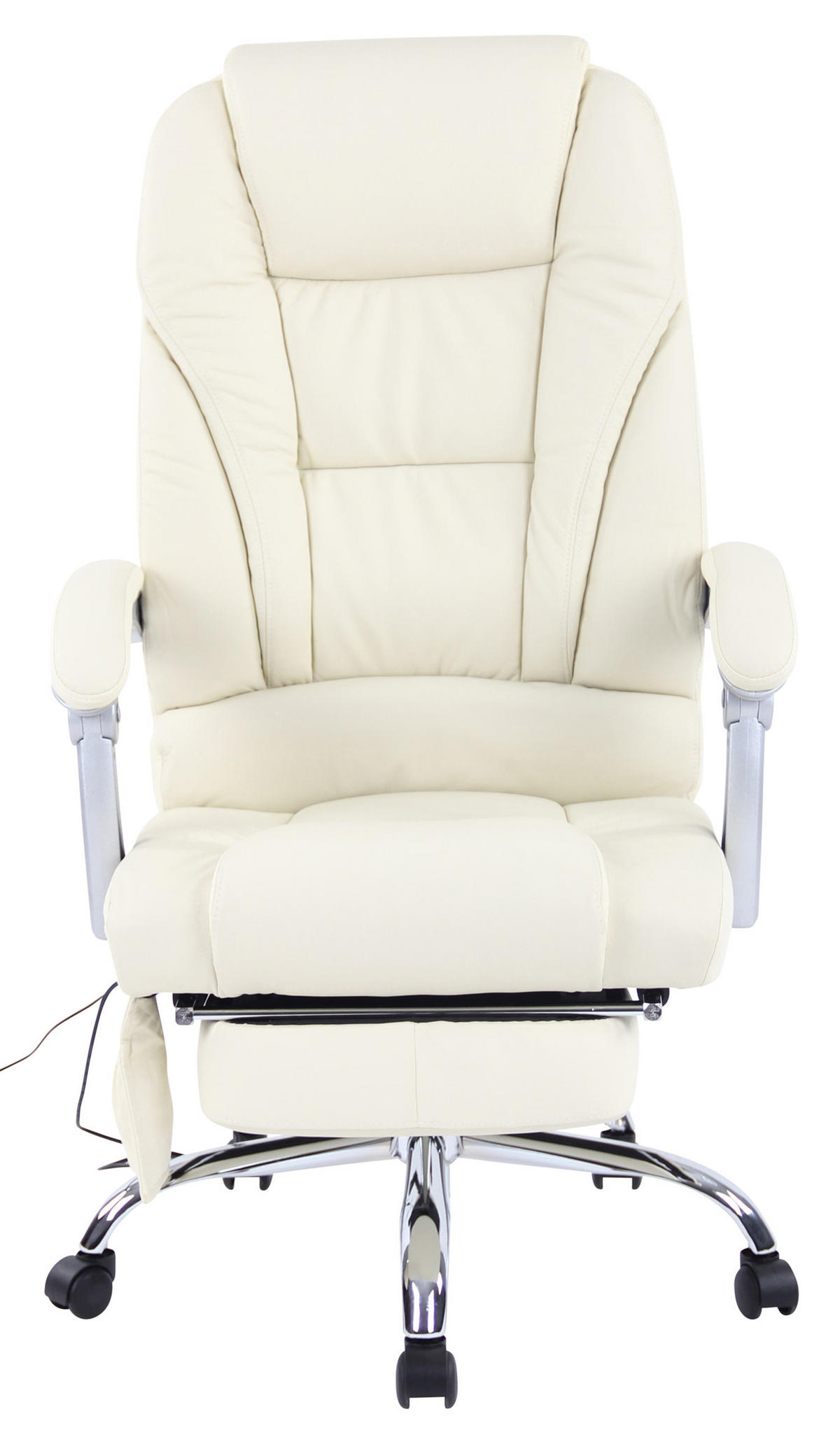 BÜROSTUHL Pacira, Echtleder mit Massagefunktion Creme - Creme, Leder/Metall (68/127/64cm) - TPFLiving