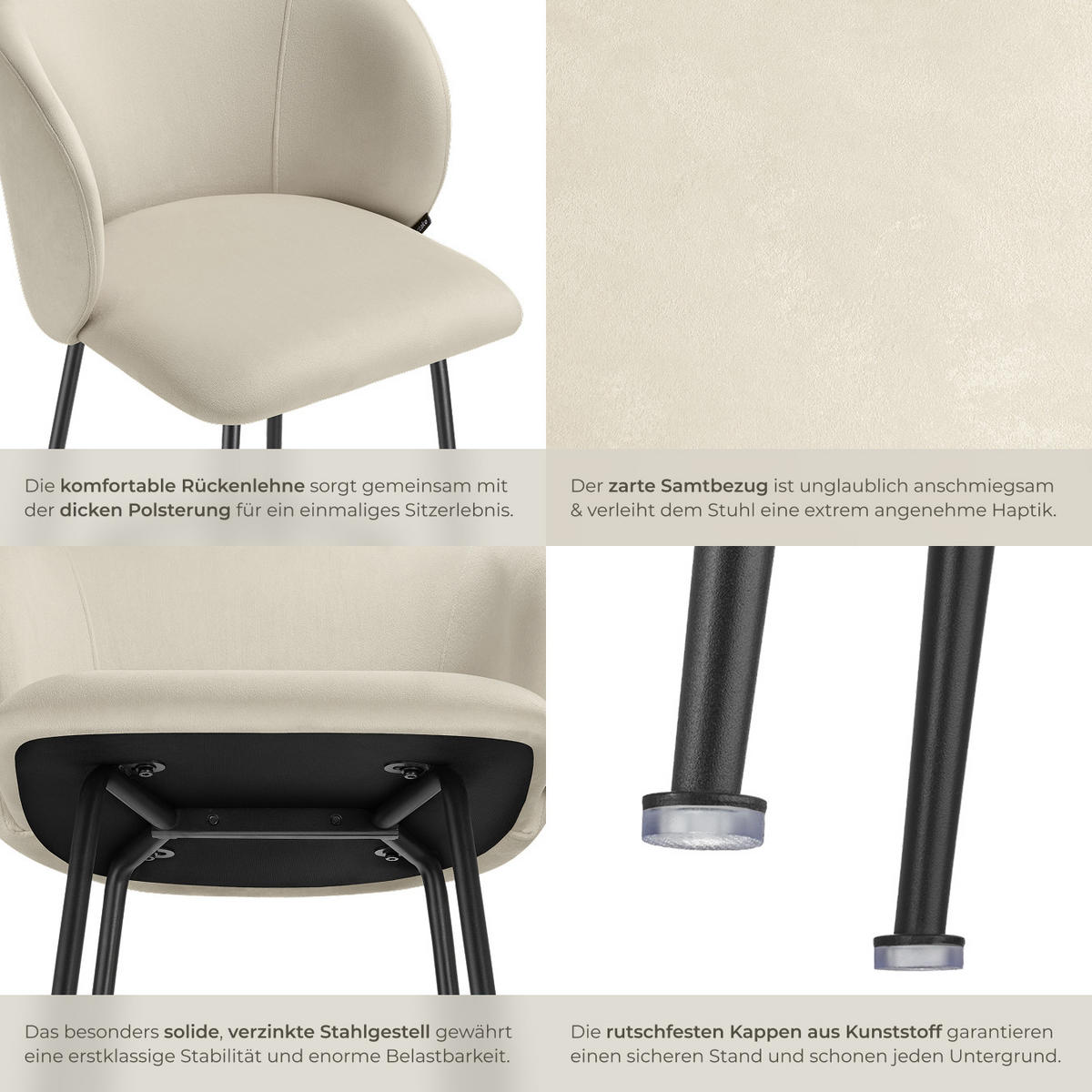 BARSTUHL Luana,51 x 60 x 106 cm, Belastbarkeit 120 kg,creme/schwarz - Creme/Schwarz, Kunststoff (51/106/60cm) - tectake
