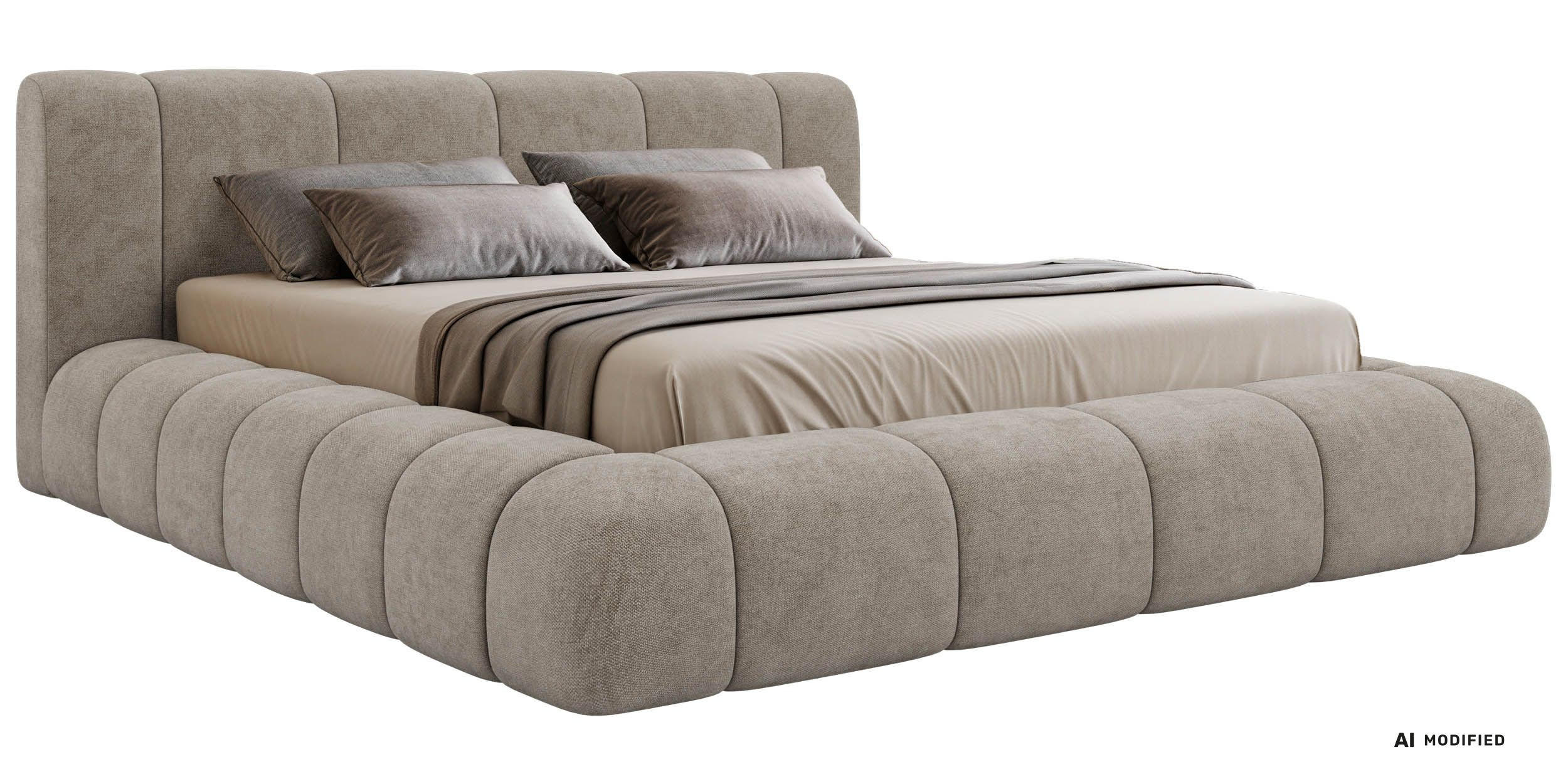 ČALÚNENÁ POSTEĽ NUBEA CLASSIC 160/200 - Sivobéžová Štruktúrovaná látka - bez matraca - čierna/béžová, textil/plast (160/200cm) - MKS