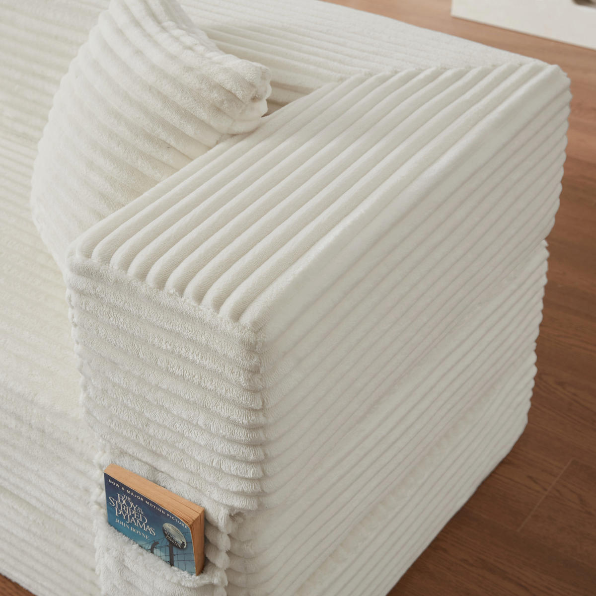 SCHLAFSOFA aus Cord in Weiß 2-lagiges Design & zum Doppelbett ausklappbar - Weiß, Textil (76/60/200cm) - Urban Meuble