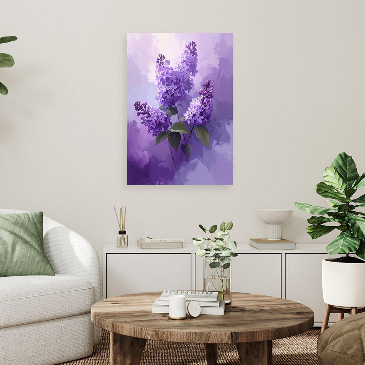 BILD auf Leinwand, Fliederblüten botanisches Filetstück Natur - Lila, Textil (70/100cm) - Feeby