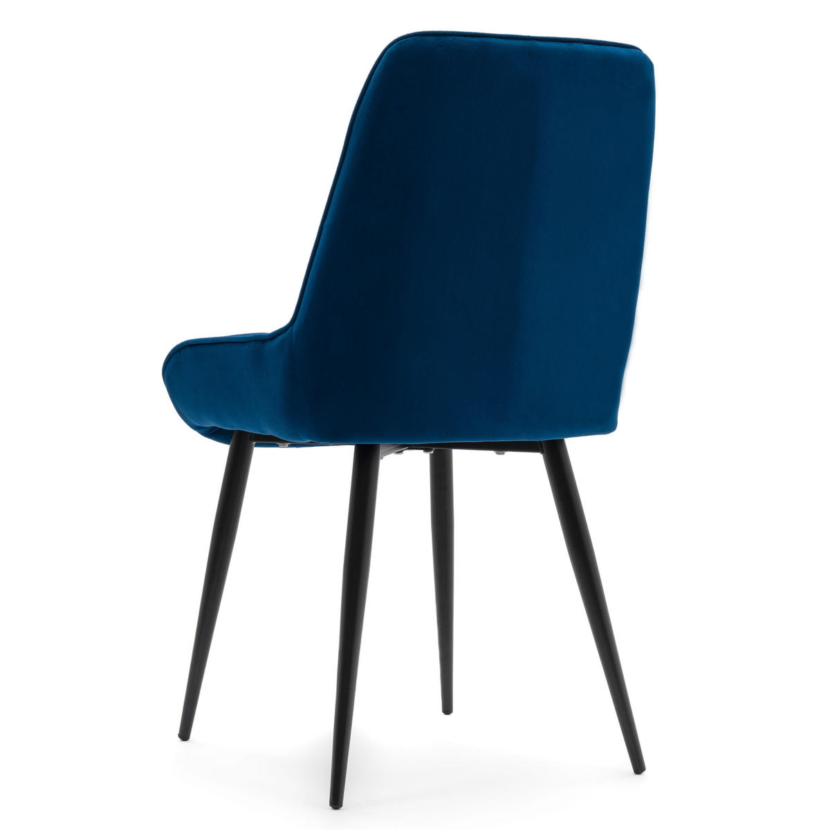 STUHL LUCA gepolstert mit Steppung - marineblau schwarze Beine - Samt Velours - Schwarz/Dunkelblau, Textil/Metall (51/88/50cm) - NEW HOME