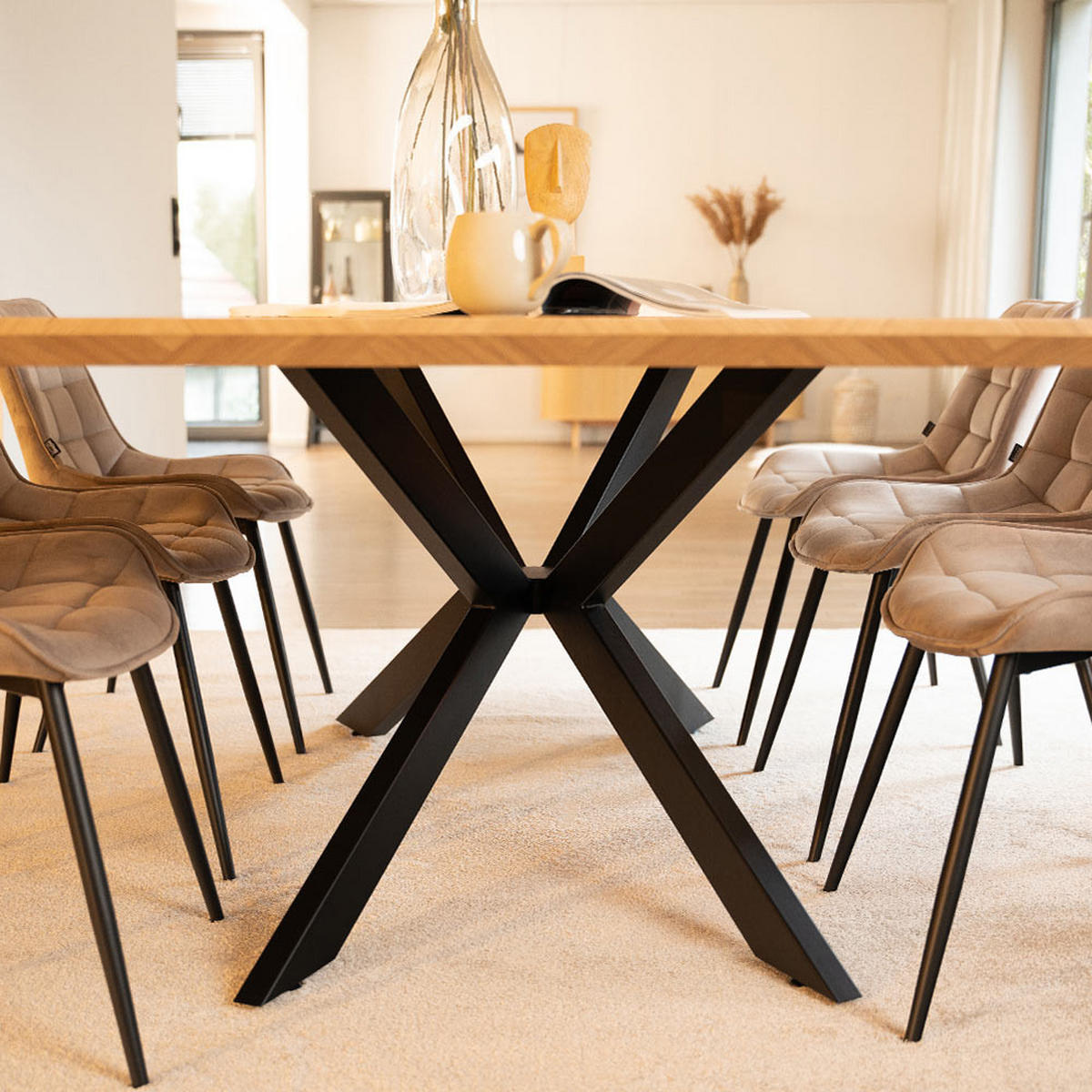 ESSTISCH ECKIG AVENCIA - Fishbone Oak, 160 x 100 cm - Braun, Holz (160/100/76cm) - Home Deluxe