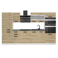 KÜCHENZEILE Mila 300 cm, ohne Arbeitsplatten, Sonoma-Eiche - Sonoma Eiche, Holz (300/204/60cm) - B BELINI GROUP
