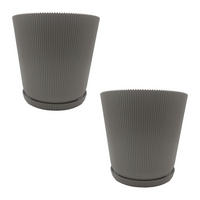 2XBLUMENTOPF - Silberfarben, Kunststoff (20cm) - Relaxdays