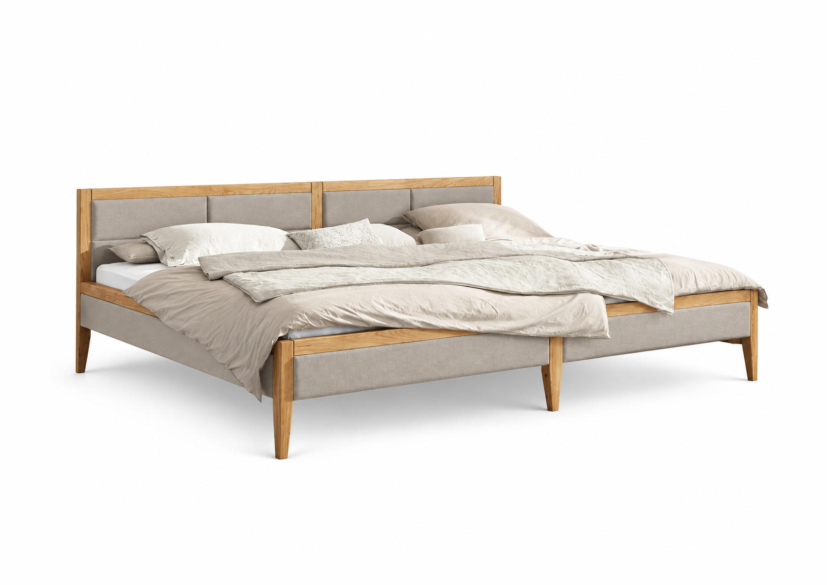 Ecolignum Familienbett Wildeiche, Taupe 240x200 cm