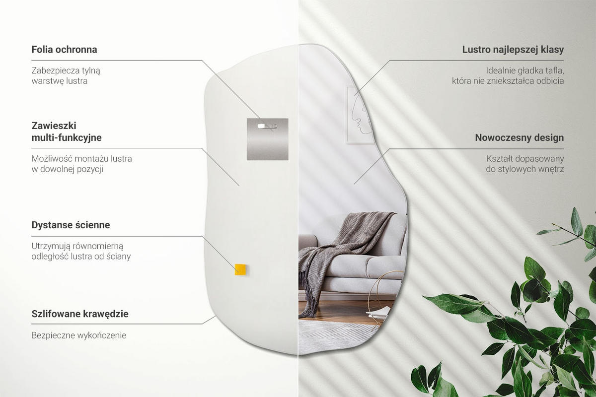 SPIEGEL Asymmetrisch 100x65 cm - Transparent, Glas (65/100/0.4cm) - Wallfluent