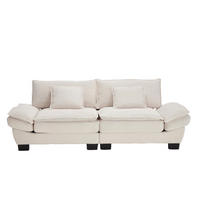 POHOVKA zo zamatu, 224/81/81 cm béžová, s hlbokým sedákom a 2 vankúšmi - béžová, textil (224/81/81cm) - BEAOK